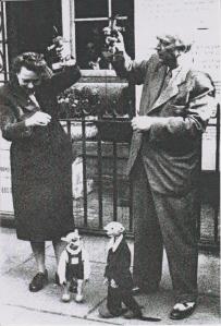 Josef and Jirina Skupa, with Hurvinek & Spejbl, photographed in Bath, 1947.